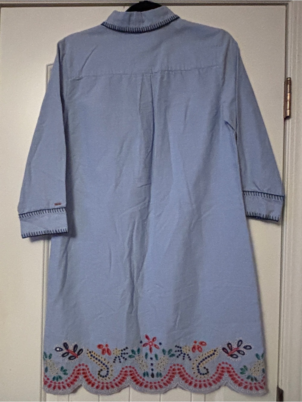 Tommy Hilfiger Light Blue Embroidered Casual Button-Down Dress, small - Picture 5 of 8